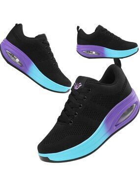 Women's Black Purple Air Cushion Nurse Slip Resistant Sock Comfortable Sneaker